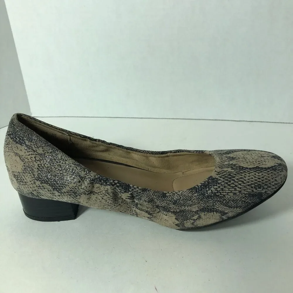 Naturalizer Shoes Block Heel Women Size 9.5 Adeline Snake Print Pumps Leather B4